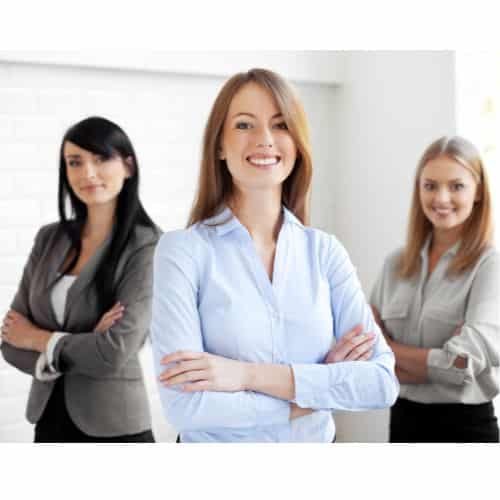 Three women smiling